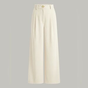 Commense Elegant Cream Wide-Leg Pants